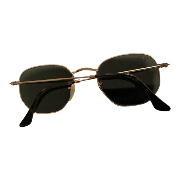 RAYBAN RB3548 HEXAGONAL FLAT FRAME Polished Arista Gold Green Lens 🕶️ - Picture 3 of 5